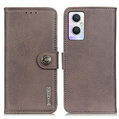 Leather Case Stands Flip Cover Holder K02Z for Oppo F21 Pro 5G Gray