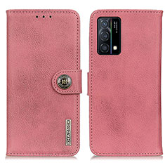 Leather Case Stands Flip Cover Holder K02Z for Oppo K9 5G Pink