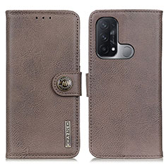 Leather Case Stands Flip Cover Holder K02Z for Oppo Reno5 A Gray