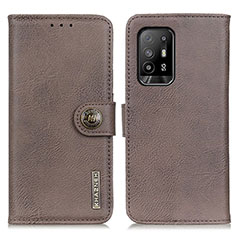 Leather Case Stands Flip Cover Holder K02Z for Oppo Reno5 Z 5G Gray