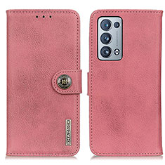 Leather Case Stands Flip Cover Holder K02Z for Oppo Reno6 Pro+ Plus 5G Pink