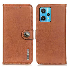 Leather Case Stands Flip Cover Holder K02Z for Realme 9 4G Brown