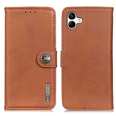 Leather Case Stands Flip Cover Holder K02Z for Samsung Galaxy F04 Brown