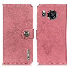 Leather Case Stands Flip Cover Holder K02Z for Sharp Aquos Sense7 Pink