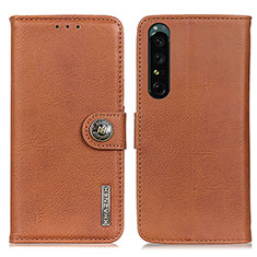 Leather Case Stands Flip Cover Holder K02Z for Sony Xperia 1 IV SO-51C Brown