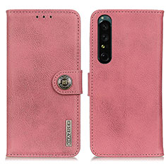 Leather Case Stands Flip Cover Holder K02Z for Sony Xperia 1 IV SO-51C Pink