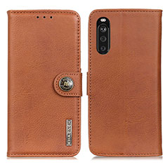 Leather Case Stands Flip Cover Holder K02Z for Sony Xperia 10 III Lite Brown