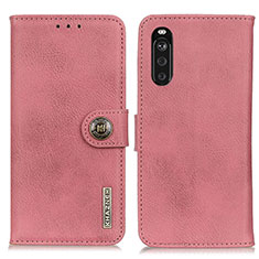 Leather Case Stands Flip Cover Holder K02Z for Sony Xperia 10 III Lite Pink