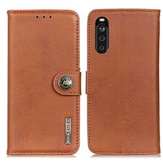 Leather Case Stands Flip Cover Holder K02Z for Sony Xperia 10 III SO-52B Brown