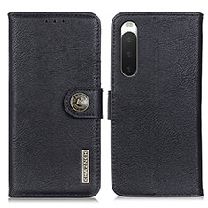 Leather Case Stands Flip Cover Holder K02Z for Sony Xperia 10 IV SOG07 Black