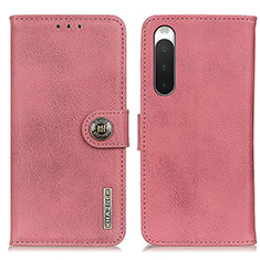 Leather Case Stands Flip Cover Holder K02Z for Sony Xperia 10 IV SOG07 Pink