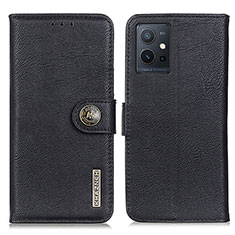 Leather Case Stands Flip Cover Holder K02Z for Vivo T1 5G India Black