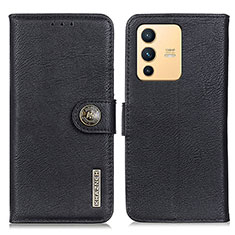 Leather Case Stands Flip Cover Holder K02Z for Vivo V23 5G Black