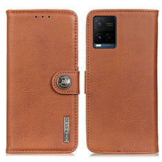 Leather Case Stands Flip Cover Holder K02Z for Vivo Y21 Brown