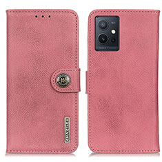 Leather Case Stands Flip Cover Holder K02Z for Vivo Y75 5G Pink