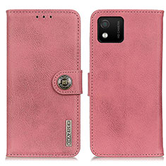 Leather Case Stands Flip Cover Holder K02Z for Wiko Y52 Pink