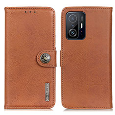 Leather Case Stands Flip Cover Holder K02Z for Xiaomi Mi 11T Pro 5G Brown