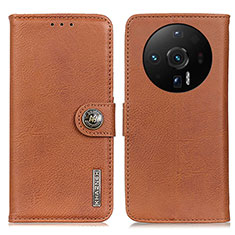 Leather Case Stands Flip Cover Holder K02Z for Xiaomi Mi 12S Ultra 5G Brown