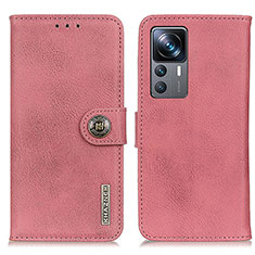 Leather Case Stands Flip Cover Holder K02Z for Xiaomi Mi 12T Pro 5G Pink