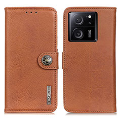 Leather Case Stands Flip Cover Holder K02Z for Xiaomi Mi 13T 5G Brown