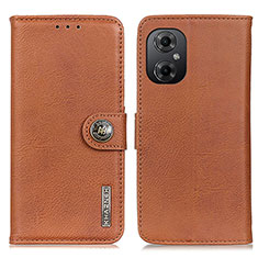Leather Case Stands Flip Cover Holder K02Z for Xiaomi Poco M4 5G Brown