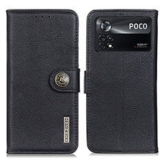 Leather Case Stands Flip Cover Holder K02Z for Xiaomi Poco X4 Pro 5G Black