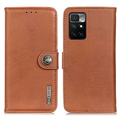 Leather Case Stands Flip Cover Holder K02Z for Xiaomi Redmi 10 4G Brown