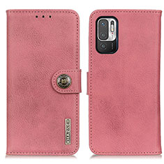 Leather Case Stands Flip Cover Holder K02Z for Xiaomi Redmi Note 10 5G Pink