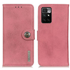 Leather Case Stands Flip Cover Holder K02Z for Xiaomi Redmi Note 11 4G (2021) Pink