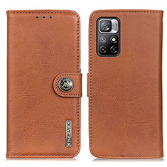 Leather Case Stands Flip Cover Holder K02Z for Xiaomi Redmi Note 11 5G Brown