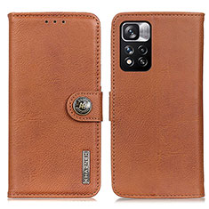 Leather Case Stands Flip Cover Holder K02Z for Xiaomi Redmi Note 11 Pro+ Plus 5G Brown