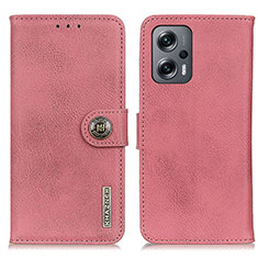 Leather Case Stands Flip Cover Holder K02Z for Xiaomi Redmi Note 11T Pro+ Plus 5G Pink