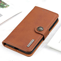 Leather Case Stands Flip Cover Holder K02Z for Xiaomi Redmi Note 9T 5G Brown