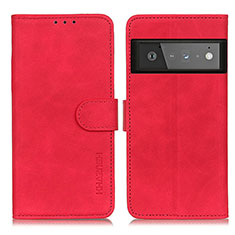 Leather Case Stands Flip Cover Holder K03Z for Google Pixel 6 Pro 5G Red