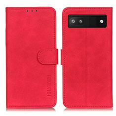 Leather Case Stands Flip Cover Holder K03Z for Google Pixel 6a 5G Red