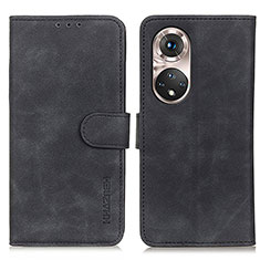 Leather Case Stands Flip Cover Holder K03Z for Huawei Honor 50 Pro 5G Black