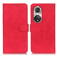 Leather Case Stands Flip Cover Holder K03Z for Huawei Honor 50 Pro 5G Red