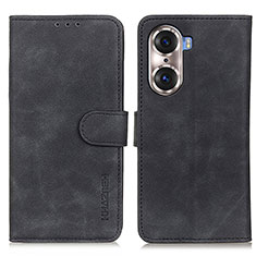 Leather Case Stands Flip Cover Holder K03Z for Huawei Honor 60 5G Black