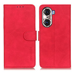 Leather Case Stands Flip Cover Holder K03Z for Huawei Honor 60 5G Red