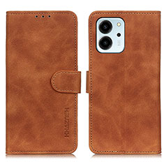 Leather Case Stands Flip Cover Holder K03Z for Huawei Honor 80 SE 5G Brown