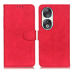 Leather Case Stands Flip Cover Holder K03Z for Huawei Honor 90 5G Red