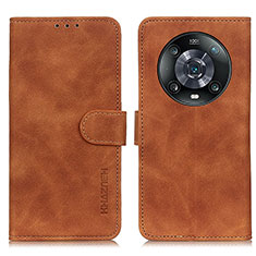 Leather Case Stands Flip Cover Holder K03Z for Huawei Honor Magic4 Pro 5G Brown