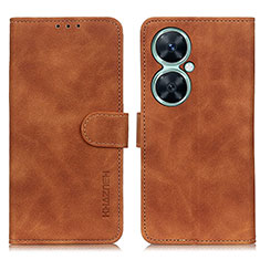 Leather Case Stands Flip Cover Holder K03Z for Huawei Nova 11i Brown