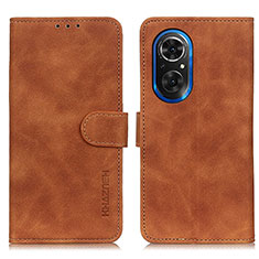 Leather Case Stands Flip Cover Holder K03Z for Huawei Nova 9 SE Brown