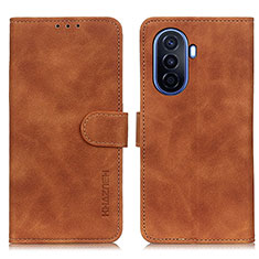 Leather Case Stands Flip Cover Holder K03Z for Huawei Nova Y70 Brown