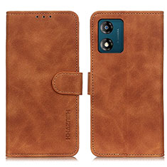 Leather Case Stands Flip Cover Holder K03Z for Motorola Moto E13 Brown