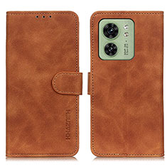 Leather Case Stands Flip Cover Holder K03Z for Motorola Moto Edge (2023) 5G Brown