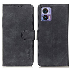 Leather Case Stands Flip Cover Holder K03Z for Motorola Moto Edge 30 Lite 5G Black