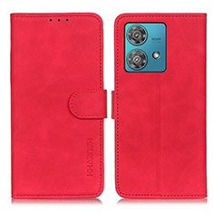 Leather Case Stands Flip Cover Holder K03Z for Motorola Moto Edge 40 Neo 5G Red