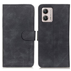 Leather Case Stands Flip Cover Holder K03Z for Motorola Moto G53j 5G Black